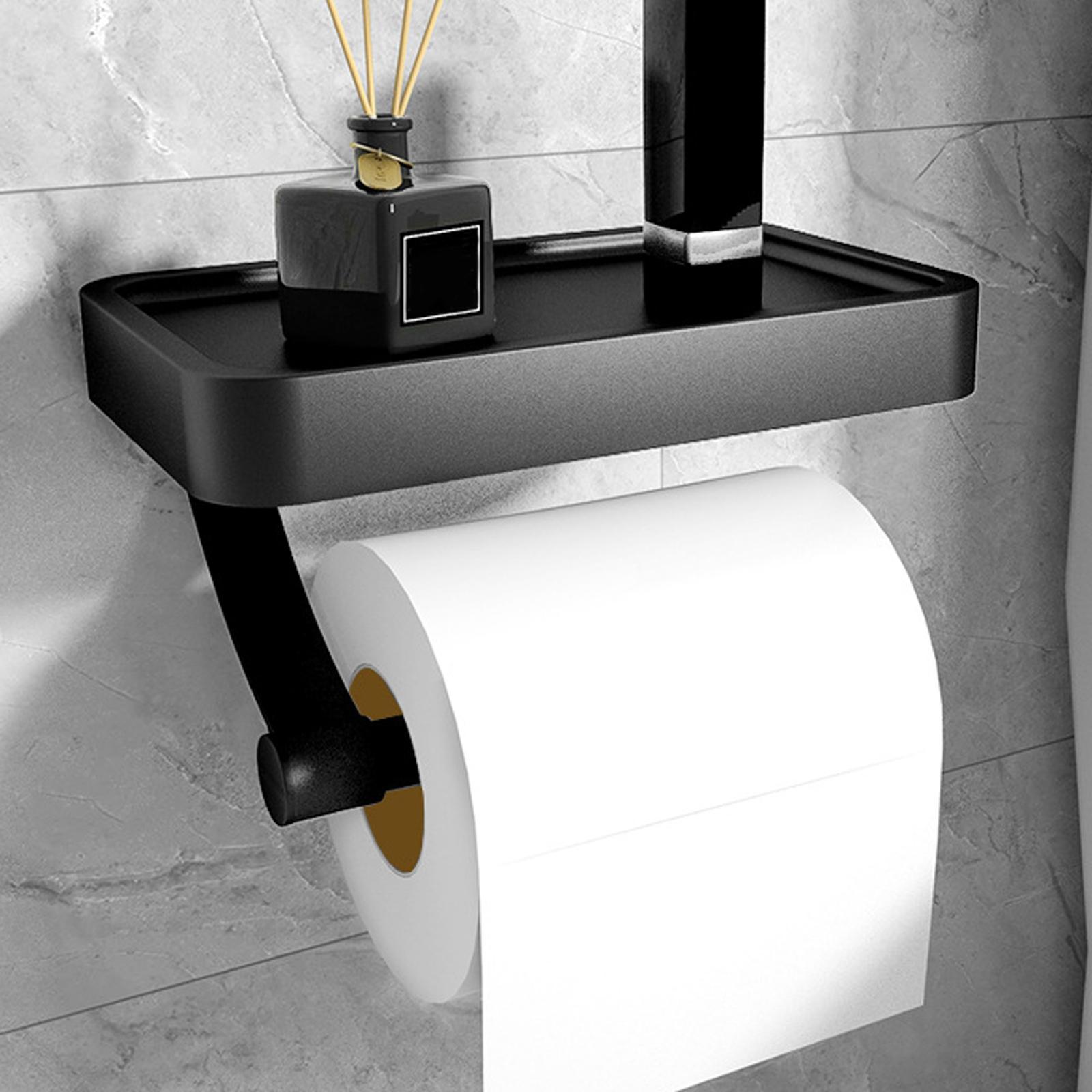 Paper Roll Holder Aluminum Shelf Multifunctional Toilet Roll Holder for Wall