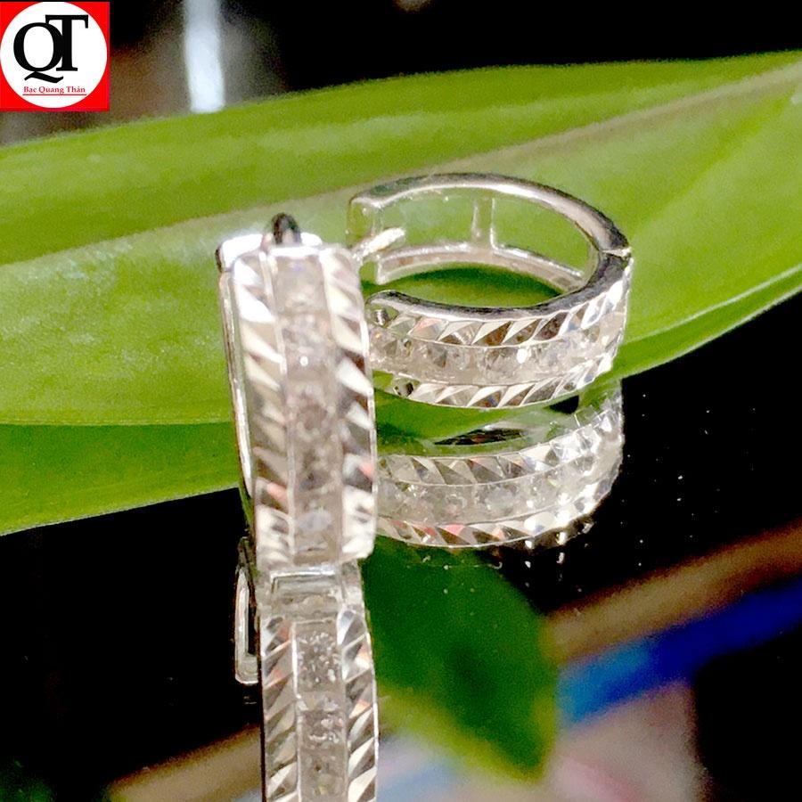 Khuyên tai nữ chất liệu bạc ta đeo sát tai gắn đá cobic trắng sáng trang sức Bạc Quang Thản - QTBT.TH157