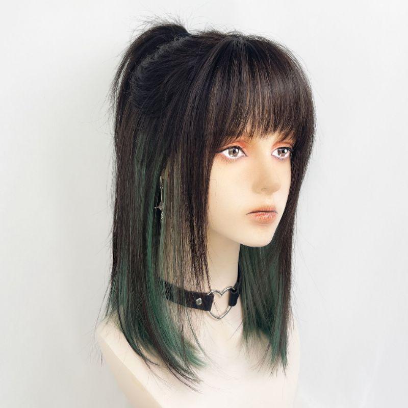 Wig/Tóc giả nguyên đầu cá tính nhuộm 2 lớp xanh đen hot trend - teen/lolita/cosplay BHT095