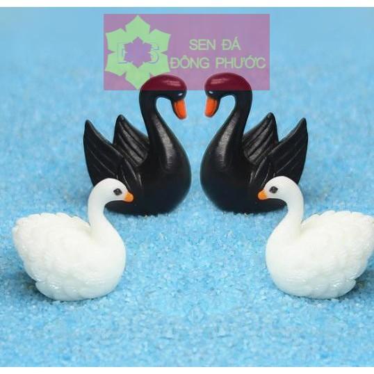 - Cặp thiên nga trắng - Phụ kiện tiểu cảnh trồng sen đá, xương rồng, cây phong thuỷ
