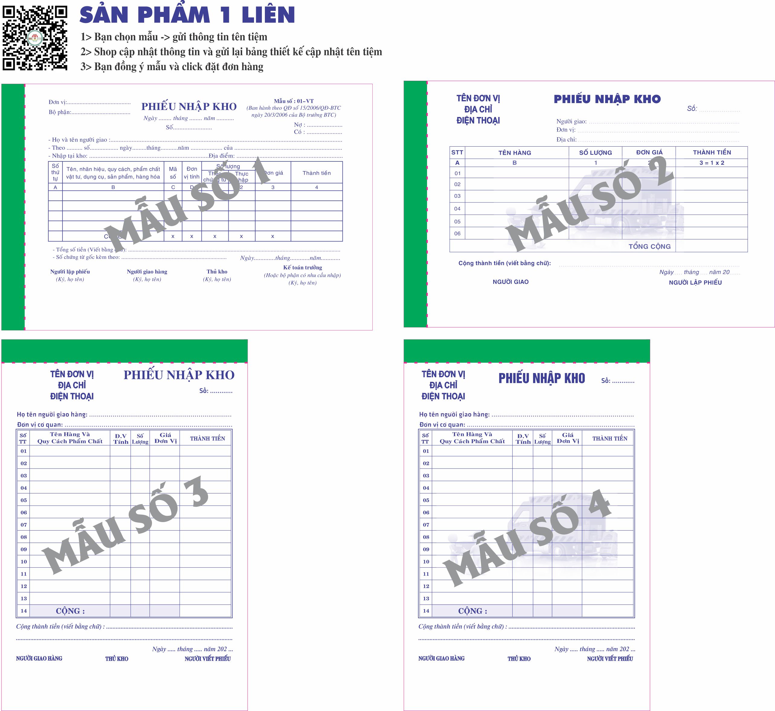 Phiếu Nhập Kho 1 liên-block 10-chọn mẫu in tên