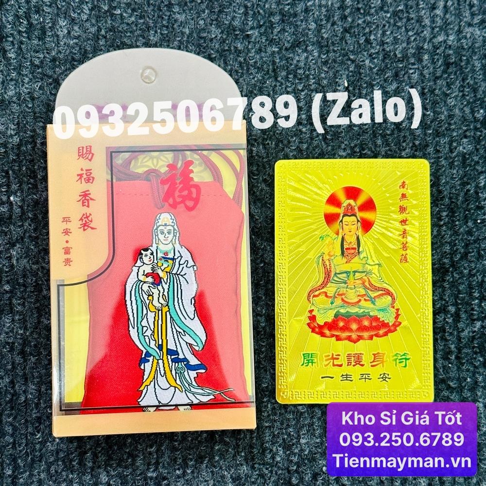 COMBO Bình An : TÚI QUAN ÂM + KIM BÀI QUAN THẾ ÂM BỒ TÁT cầu bình an- May Mắn Vượng Tài- Đã Khai Quang