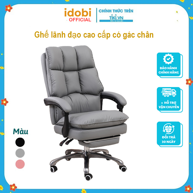 Ghế giám đốc ngả lưng 135 độ, có gác chân, ghế phủ da PU, đệm lưng thoáng khí, chân ghế kim loại - GHE8099