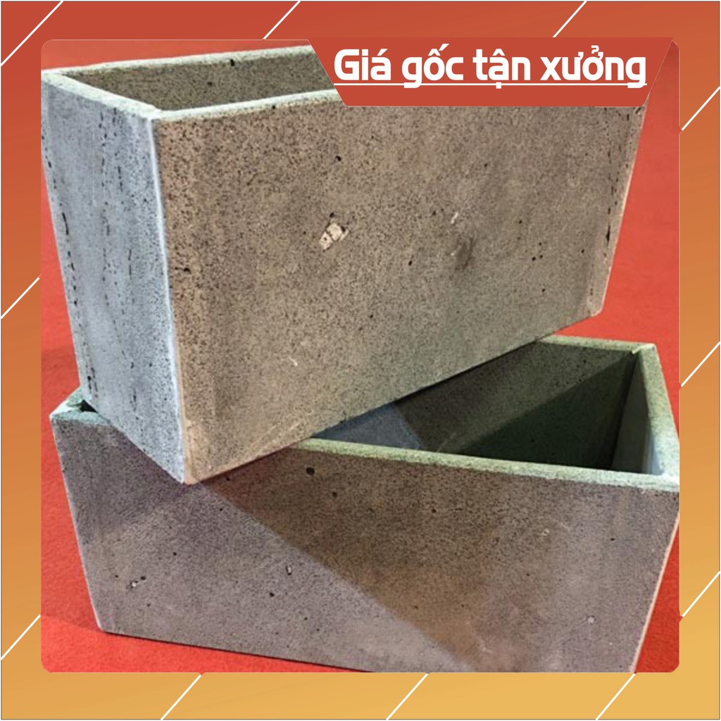 Chậu treo tường, ốp tường trồng cây, trồng hoa khu vực ban công, giếng trời, hình chữ nhật dài 30cm, bằng đá ong xám tự nhiên bền đẹp vĩnh viễn
