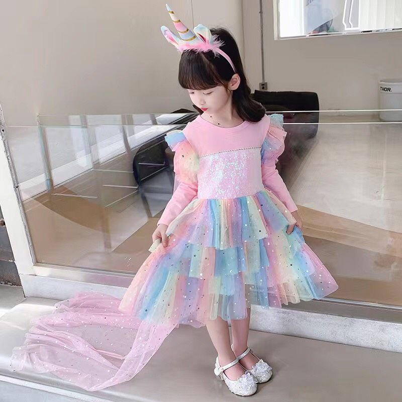 Váy Pony cầu vồng kèm tà dài - hàng mới nhất - VPC2211