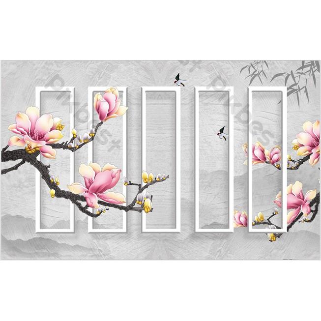 Tranh dán tường Hoa hồng ngọc lan hiện đại nổi bật, tranh dán tường 3d hiện đại MS1009944