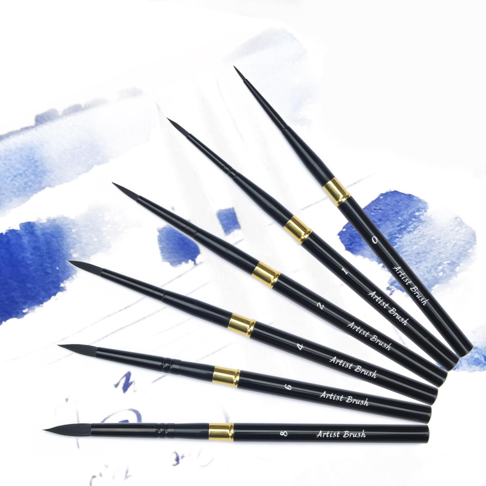 6pcs Brush Set Nylon Brushes for Oil Watercolor Artist Painting Art