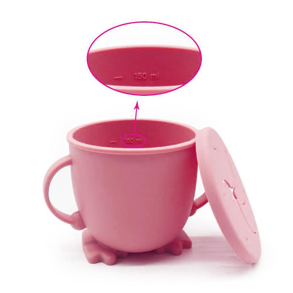 Baby Toddler Silicone With Lid Snack Food Bowl Portable Pink