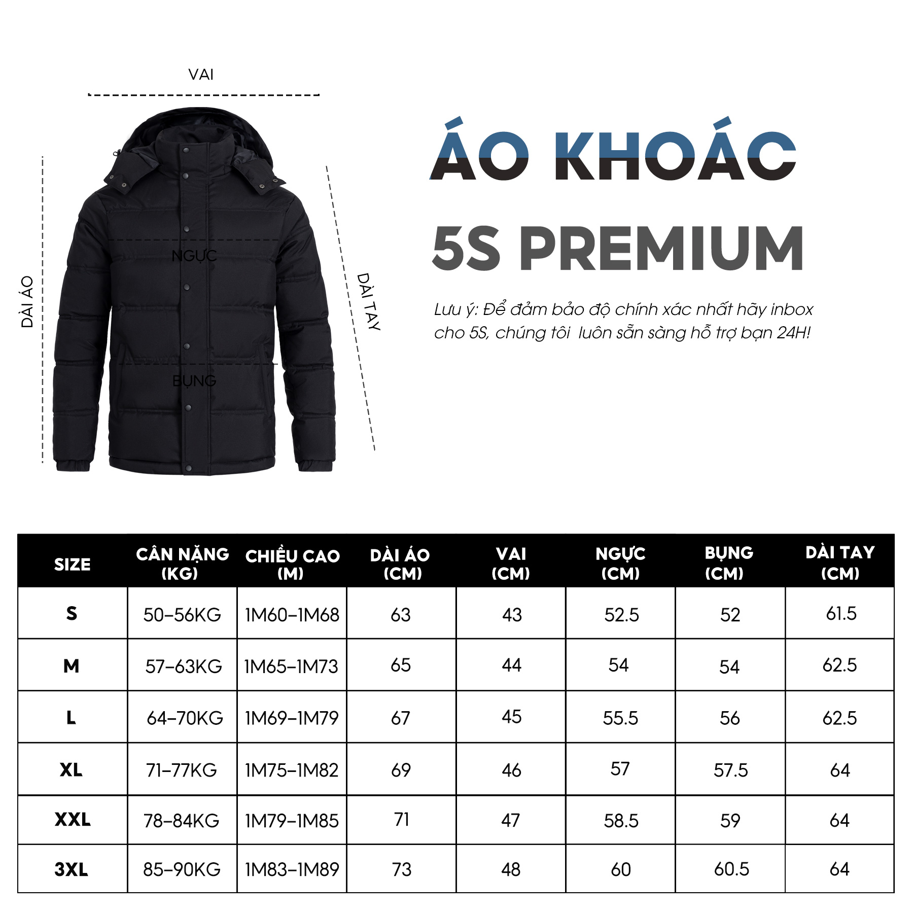 Áo Khoác Nam Chần Bông 5S FASHION, Dày Dặn, Thiết Kế Trơn Basic, Cúc Cài Nổi Bật (AKC22009)