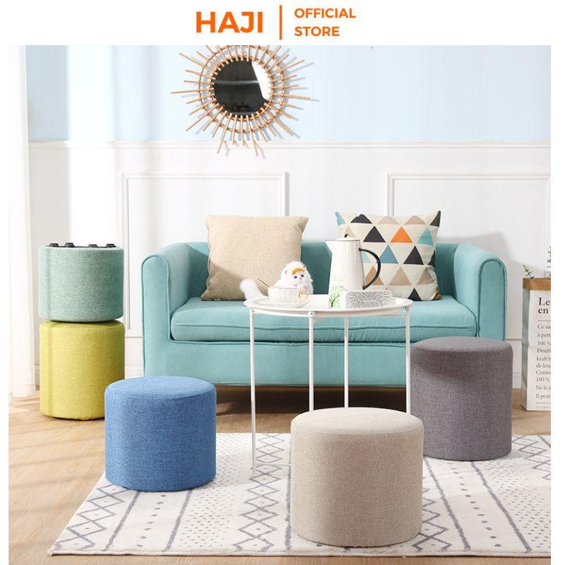 Ghế đôn sofa HAJI chân ghế chống trượt không gây trầy xước sàn nhà, Ghế đôn mini đa năng nhiều màu lưạ chọn D14