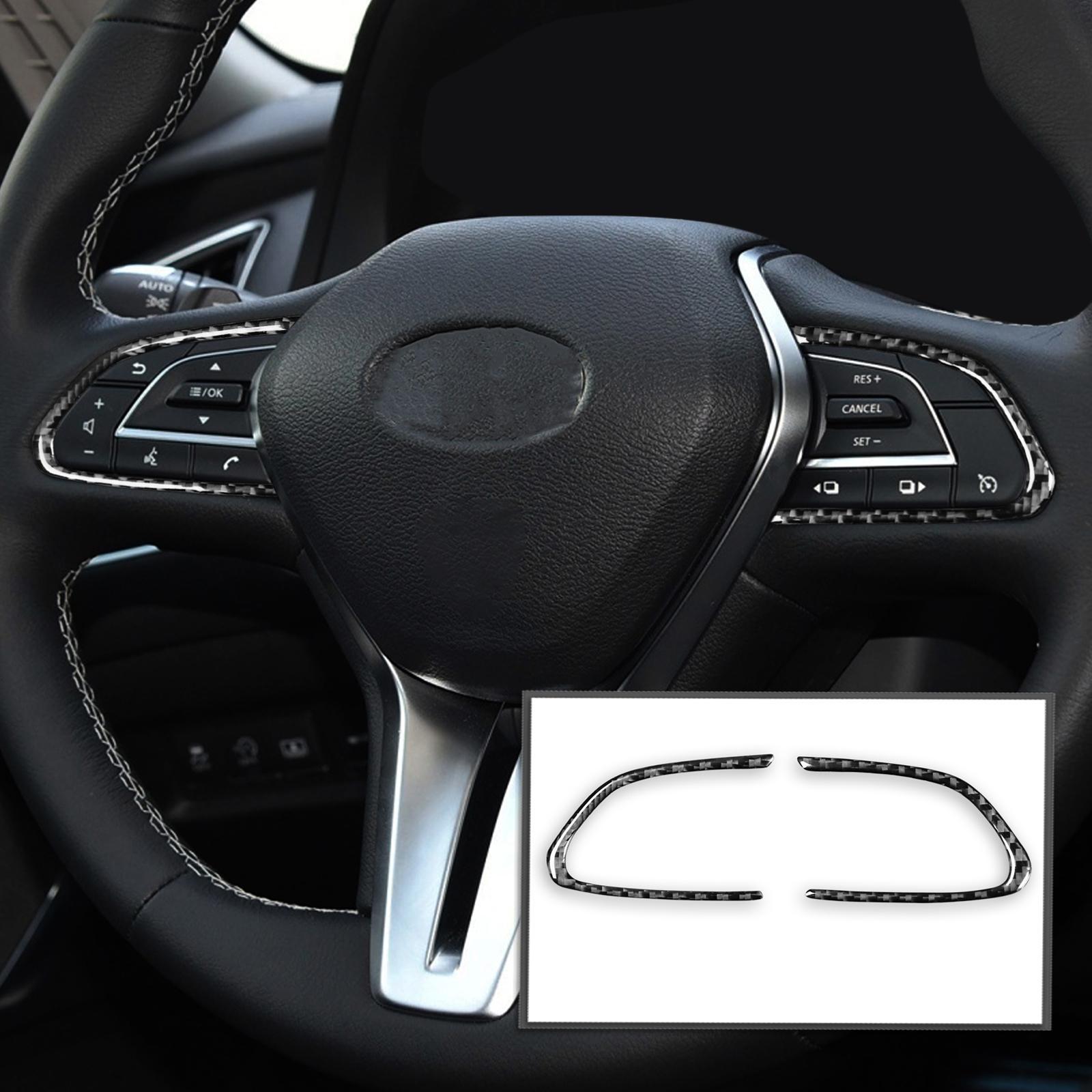 2x Carbon Fiber Steering Wheel Button Cover Trim Sticker for Q50 Black