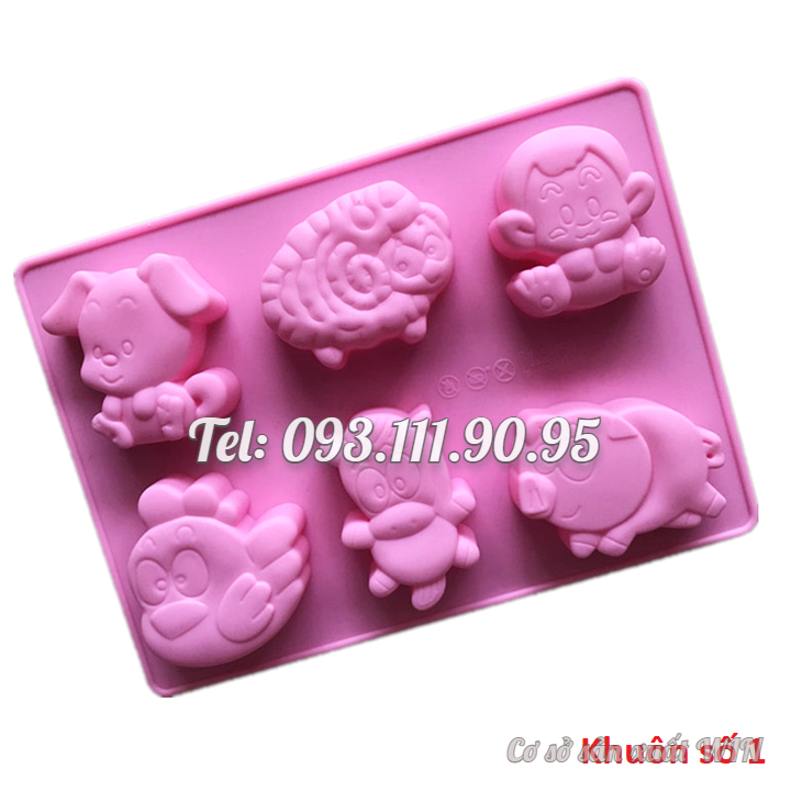 Bộ 2 khuôn silicon làm bánh, rau câu, socola 12 con giáp cung hoàng đạo – Mã số 1513