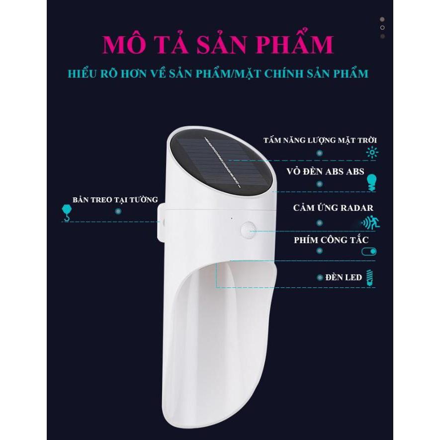 Đèn LED cảm ứng năng lượng mặt trời (Trắng, ánh sáng Vàng)