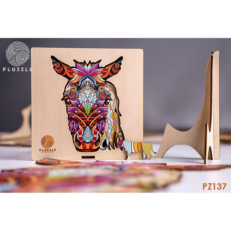 PLUZZLE Bộ xếp hình gỗ đồ chơi puzzle ghép hình con vật độc đáo – Ngọ – Con Ngựa – PZ137