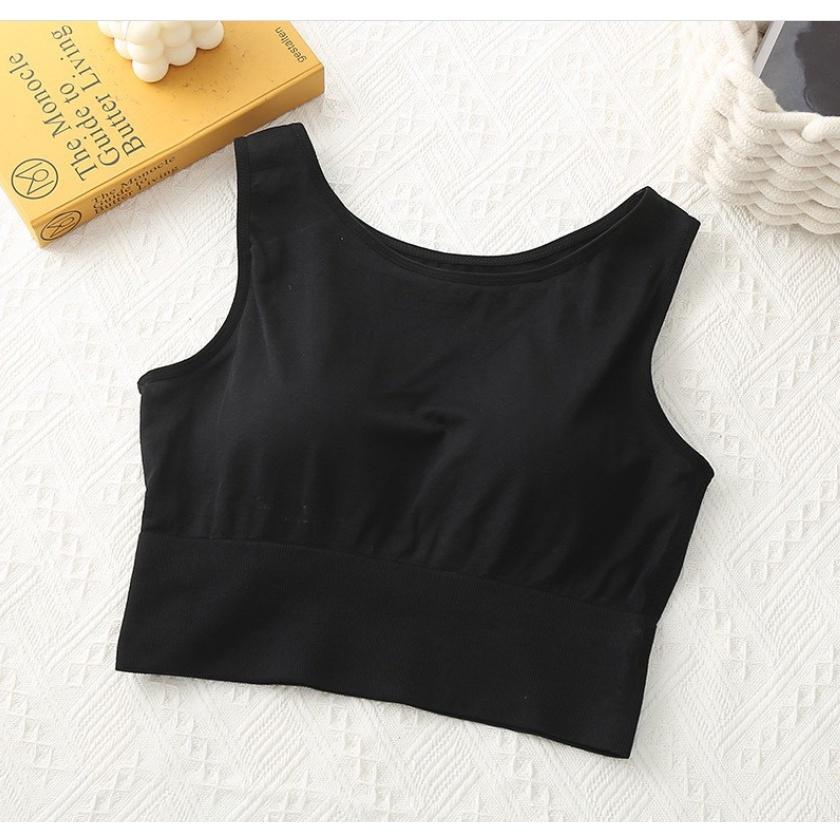 Áo croptop nữ sát nách ba lỗ thun mút mỏng không tay Bra kiểu ôm body tank top vải cotton co giãn