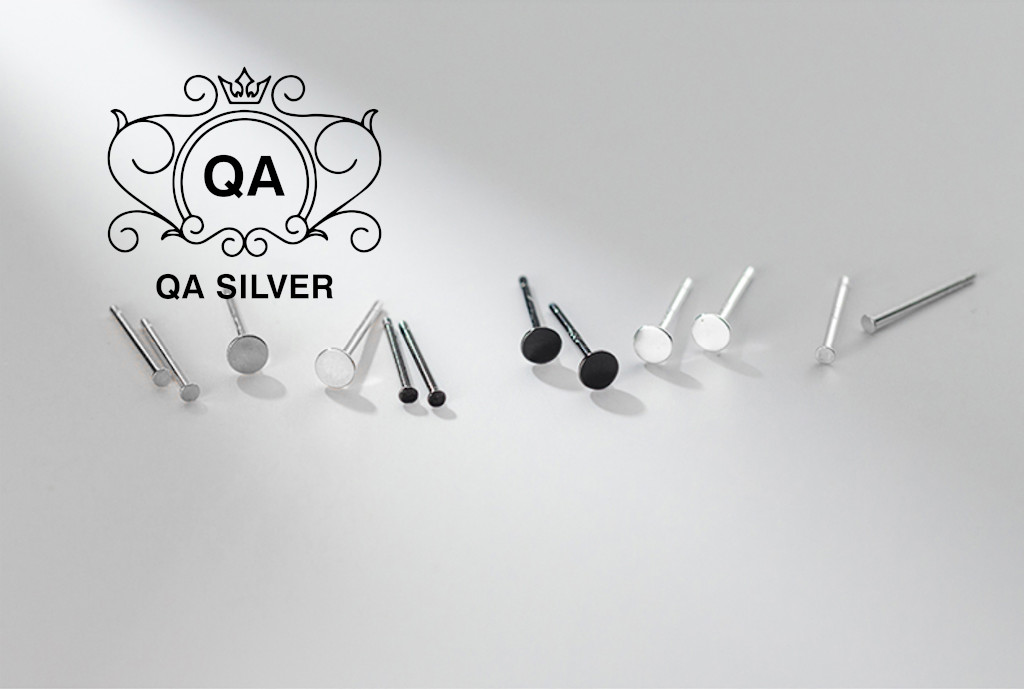 Bông tai bạc 925 đinh tán tròn dẹt khuyên nụ nam nữ S925 MINIMAL Silver Earrings QA Silver EA200407