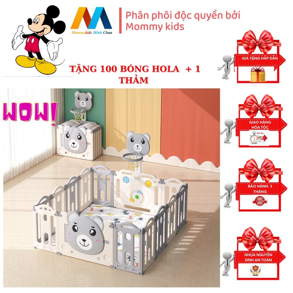 Quây cũi nhựa MommyKids Minh Chau , gấp gọn tặng kèm thảm và 100 bóng