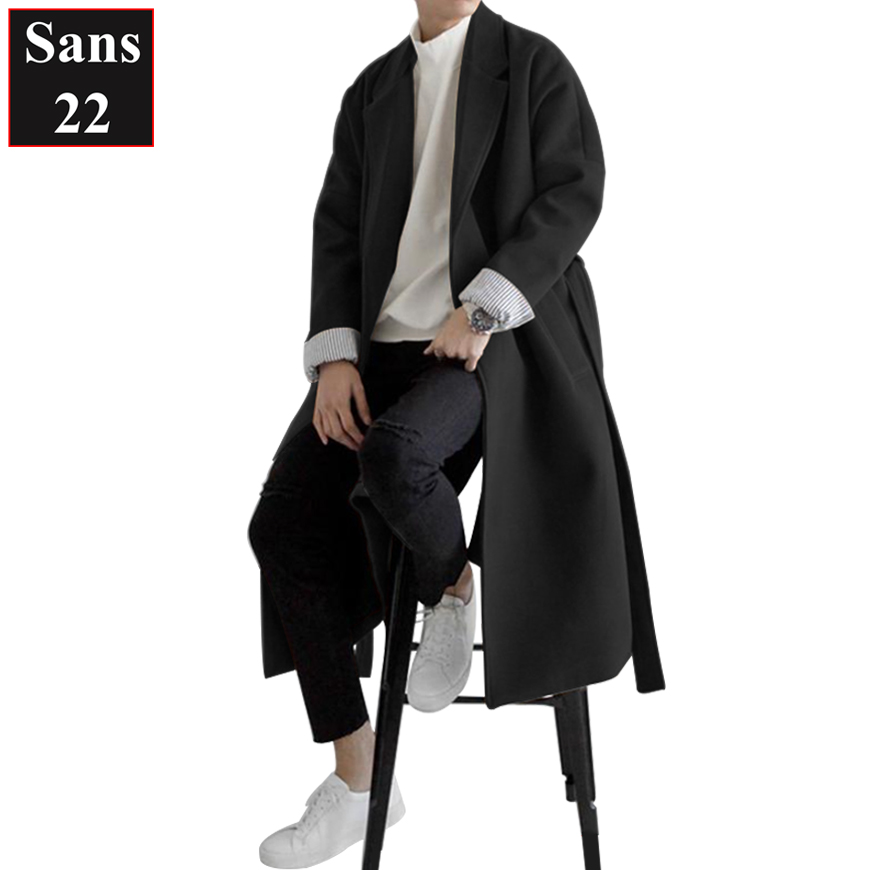 Áo măng tô nam form rộng Sans22 khoác dạ blazer dáng dài mangto hàn quốc đen bigsize to cỡ lớn 3xl 4xl 5xl 80kg 90kg 100kg