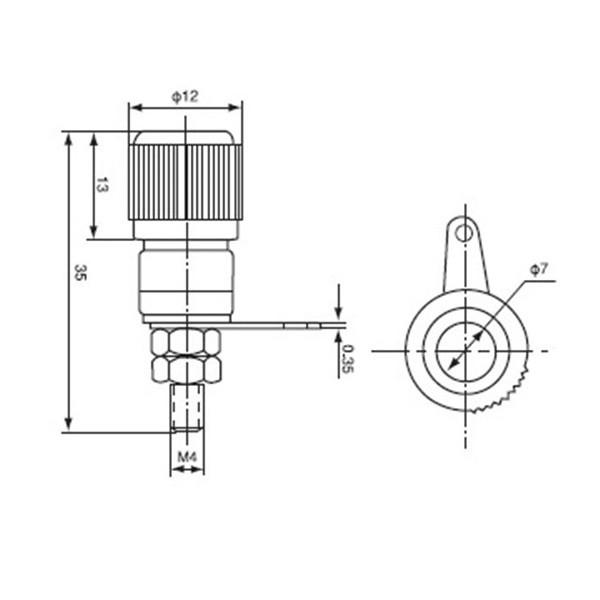 Jack nối JS-910B, jack bắp chuối cái đầu JACK kết nối JS-910B 35mm đỏ đen