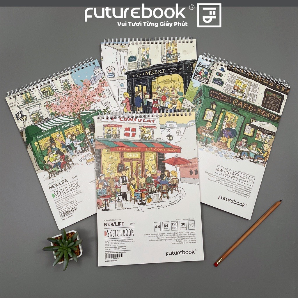 FUTUREBOOK - Tập Vẽ Ký Họa LX NewLife Khổ A4 – Định Lượng 120Gsm – 30 Tờ. Mã SP S947