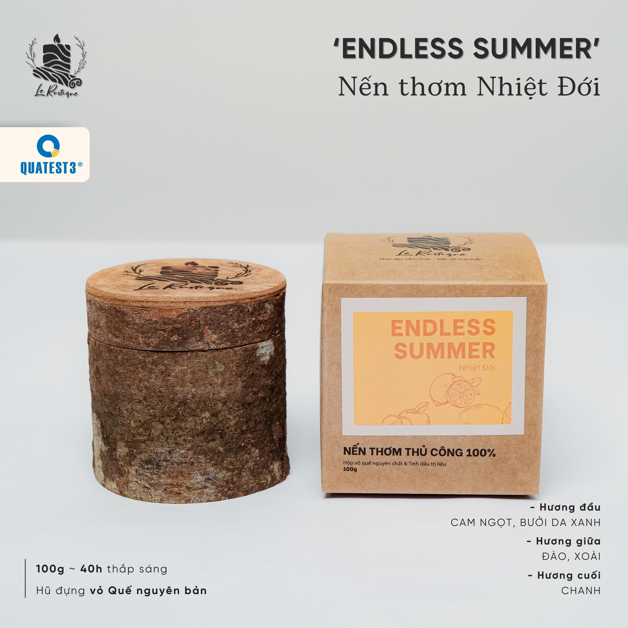 Nến Thơm Trị Liệu Le Rustique Nhiệt Đới (Endless Summer) - Nến Thơm Cao Cấp - An Toàn Sức Khỏe