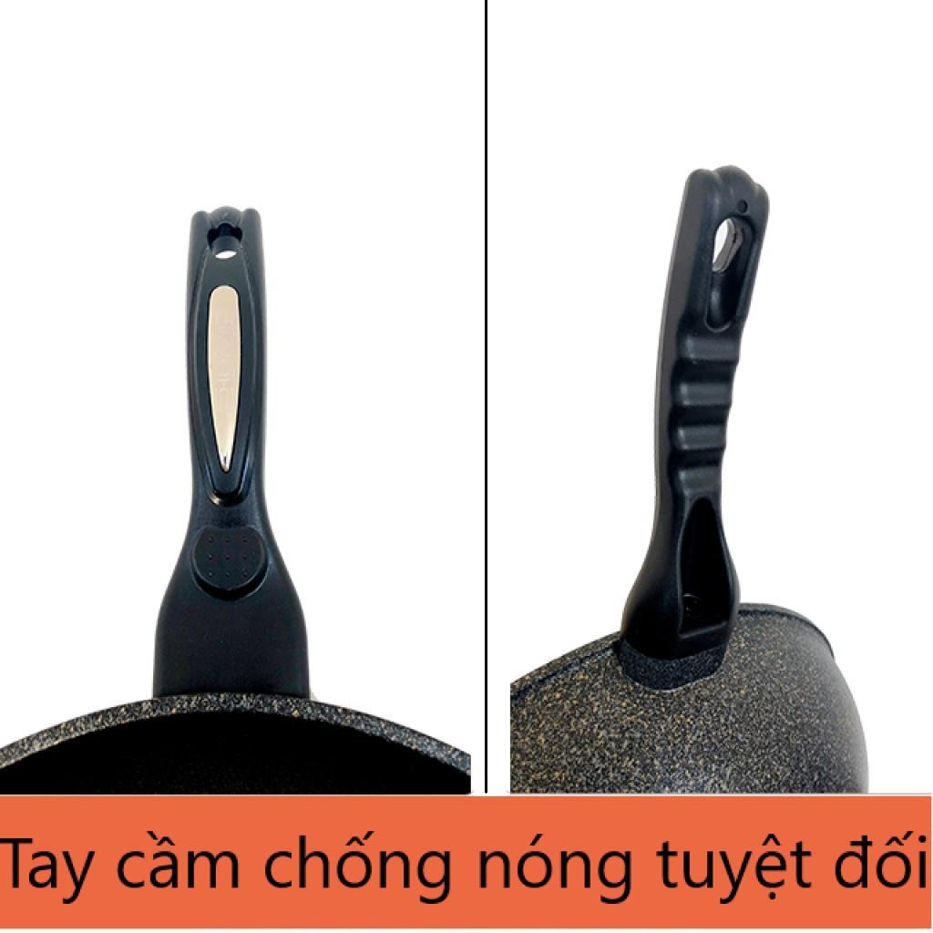 Chảo Chống Dính Coopia Hàn Quốc Chảo Đá Sâu Lòng Có Nắp Kính Cao Cấp Chịu Nhiệt Cao Size 30-32cm