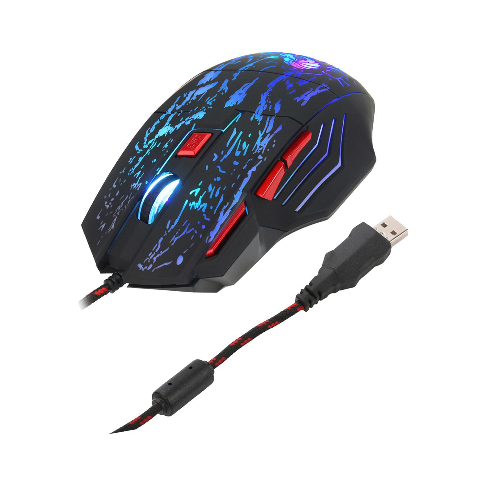 Wired Gaming Mouse PC Accessories Spare Parts 1600DPI Durable Adjustable DPI