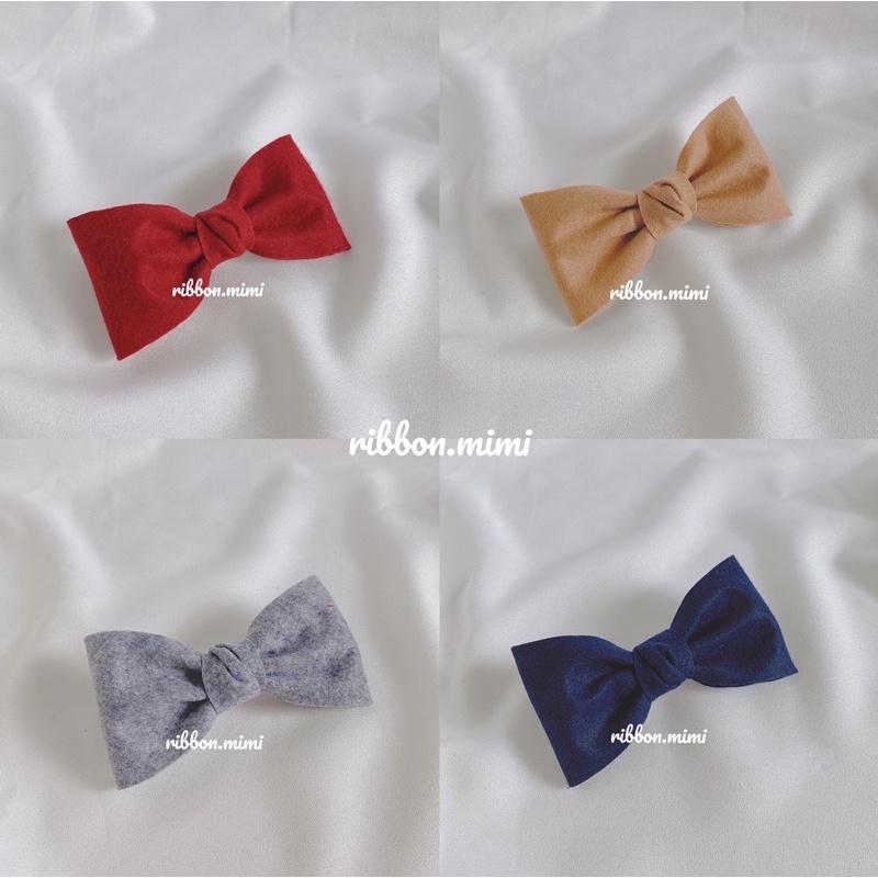 Kẹp Tóc Nơ Vải Nỉ Đơn Gỉan Handmade Vải Cao Cấp Ribbon.mimi Basic Lady cột / kẹp