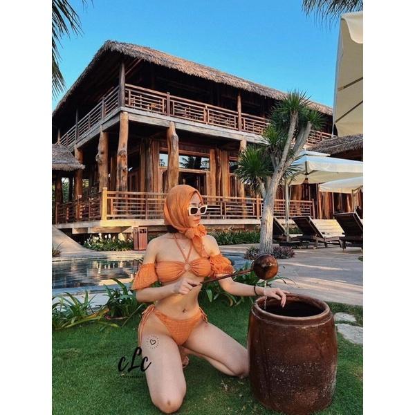 Bikini đi biển sexy kèm khăn- Đồ bơi nữ 2 mảnh quấn khăn sang chảnh- shopnabi