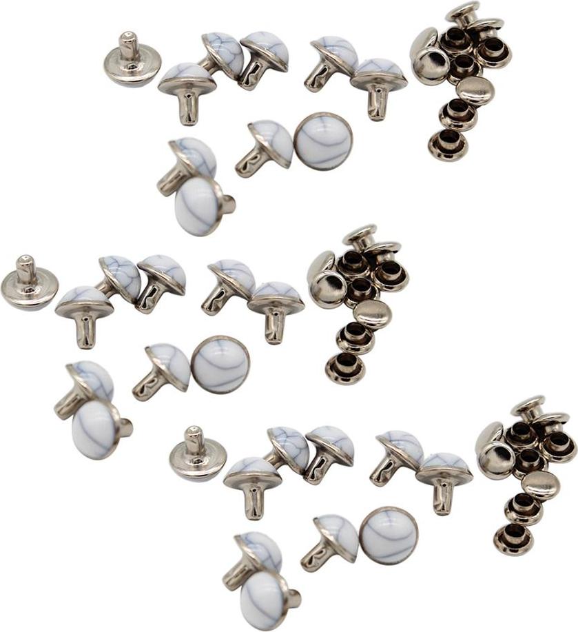 60 Dome Xanh Ngọc Nhanh Chóng Đinh Tán Đinh Nhọn Cho Làm Đồ Da Thủ Công 8.5 Mm Màu Trắng Đỏ