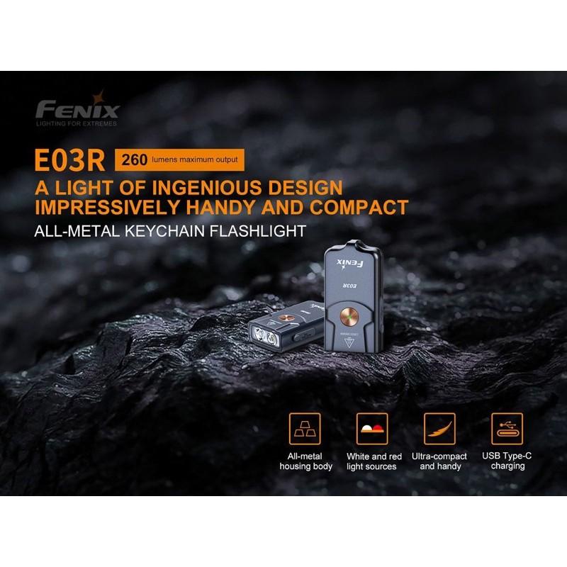 Đèn pin Fenix - E03R - 260 Lumens-đèn móc khóa mini