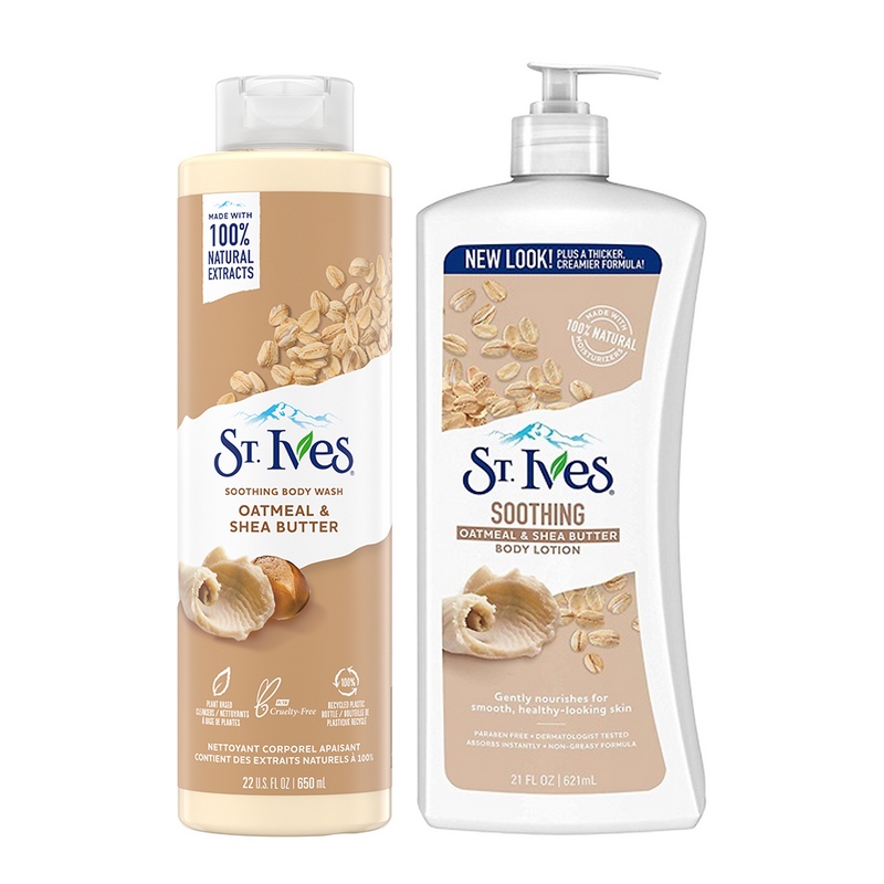 Combo Sữa tắm St.ives Yến mạch và bơ 650ml và Sữa dưỡng thể St.Ives Yến mạch và bơ 621ml