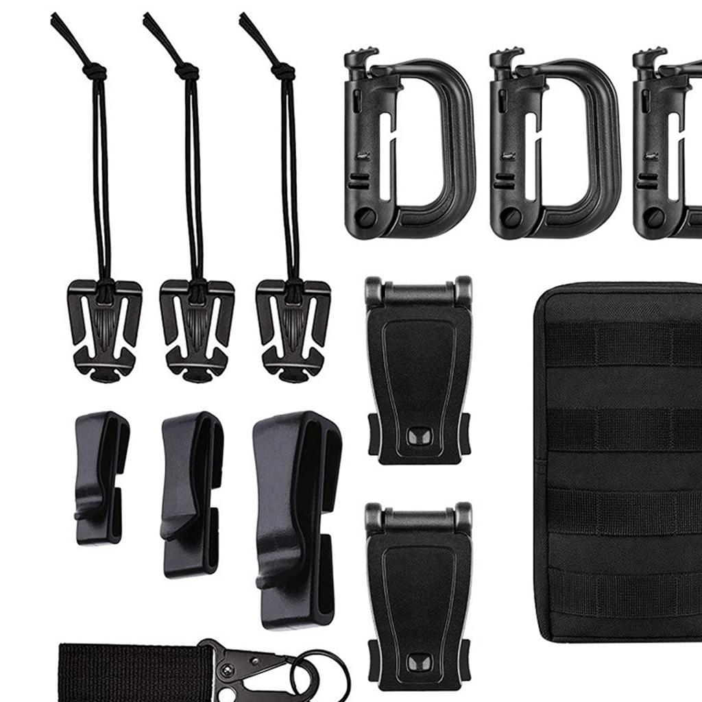 13Pcs Molle Accessories Set Webbing Key Ring D-Ring Clip Lock