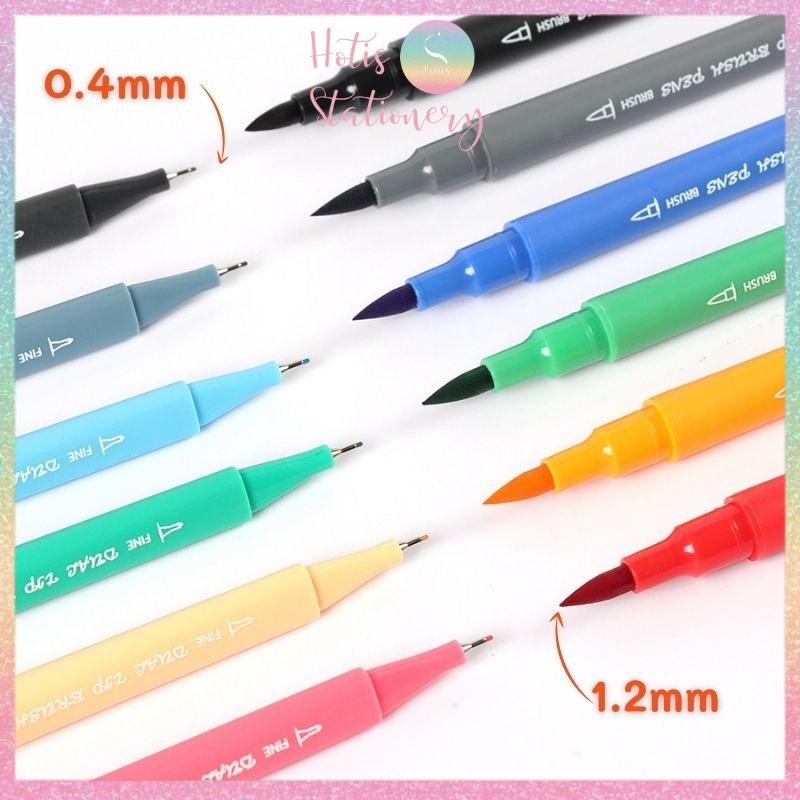 Bút lông hai đầu nắp trong, tô màu vẽ tranh gốc nước Dual tip brush pen - Bộ 12/24/36 màu