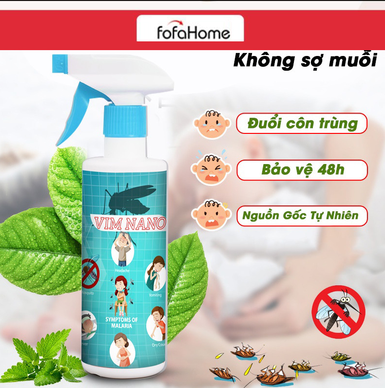 Thuốc Xịt Muỗi- Côn Trùng Vimnano Diệt Sạch Côn Trùng An Toàn Vệ Sinh- Chai 500ml Có Vòi Xịt