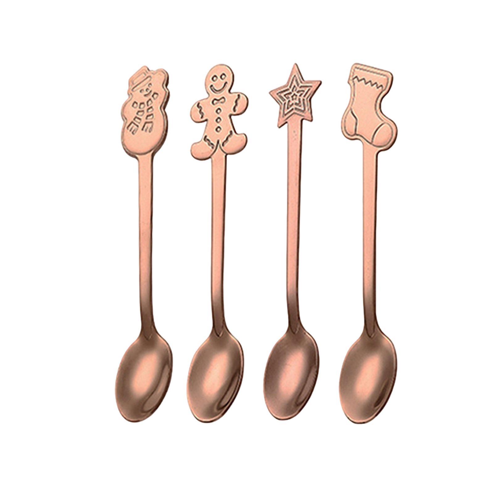 4x Mini Coffee Spoons Stainless Steel Spoon for Cafe Room Dessert