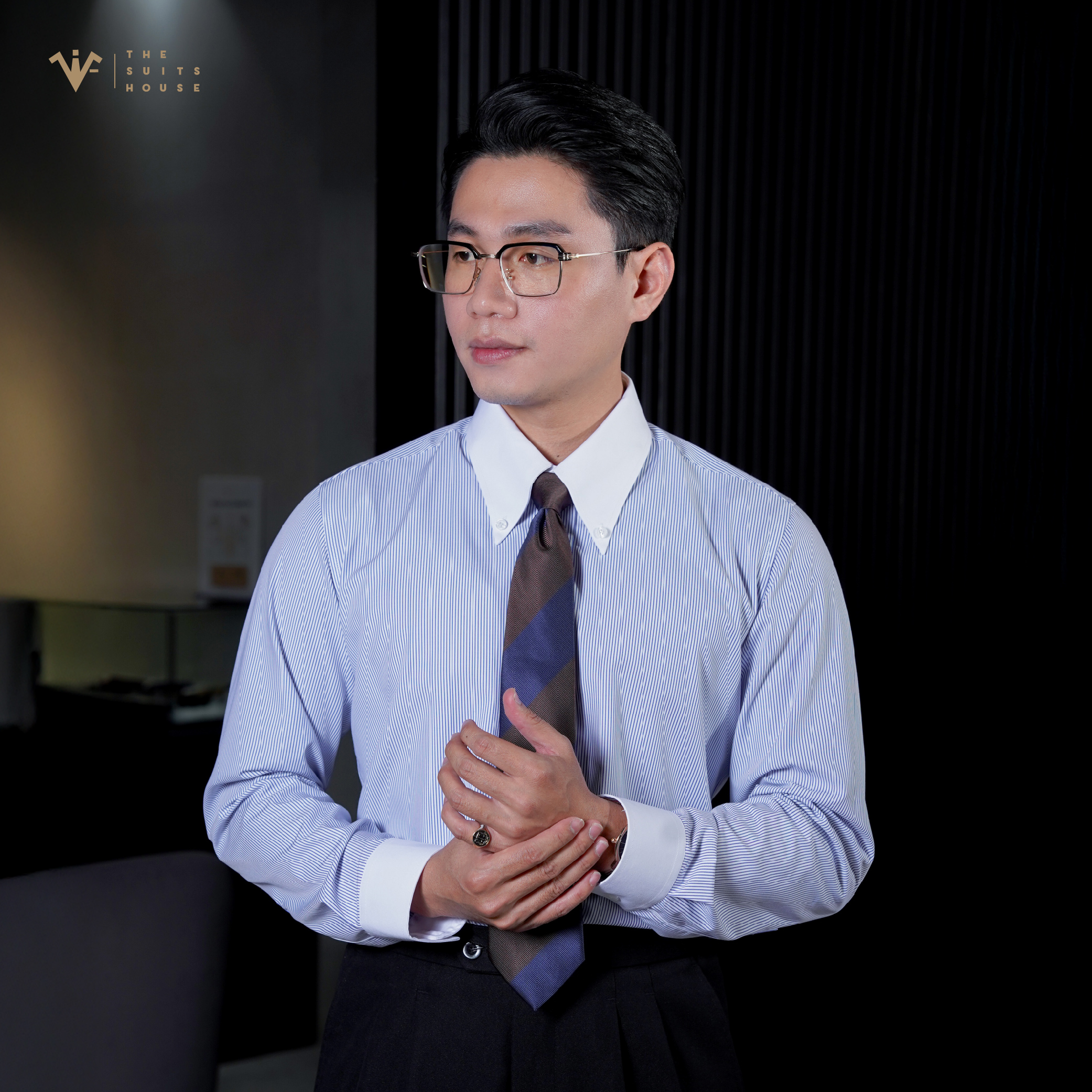[SEASON 2025] Sơ mi XANH KẺ SỌC WINCHESTER, CỔ BUTTON DOWN, chất liệu Bamboo + Cotton, Regular-fit tôn dáng, mặc công sở, đi tiệc lịch lãm