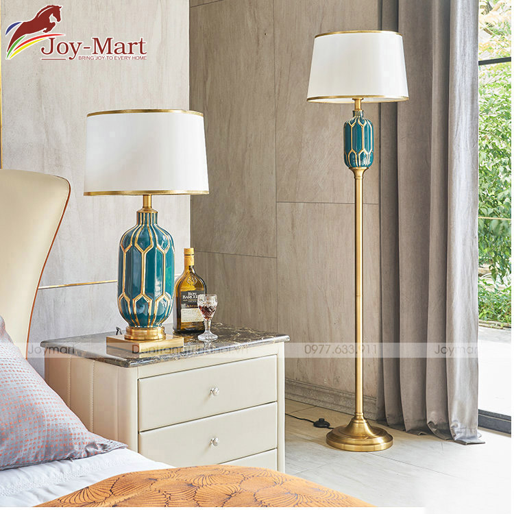 Đèn Cây Đứng Phòng Khách - Đèn Đứng Thân Gốm Sứ Cao Cấp mang Thiết Kế Thanh Lịch Sang Trọng, tặng Kèm Bóng LED ML2045