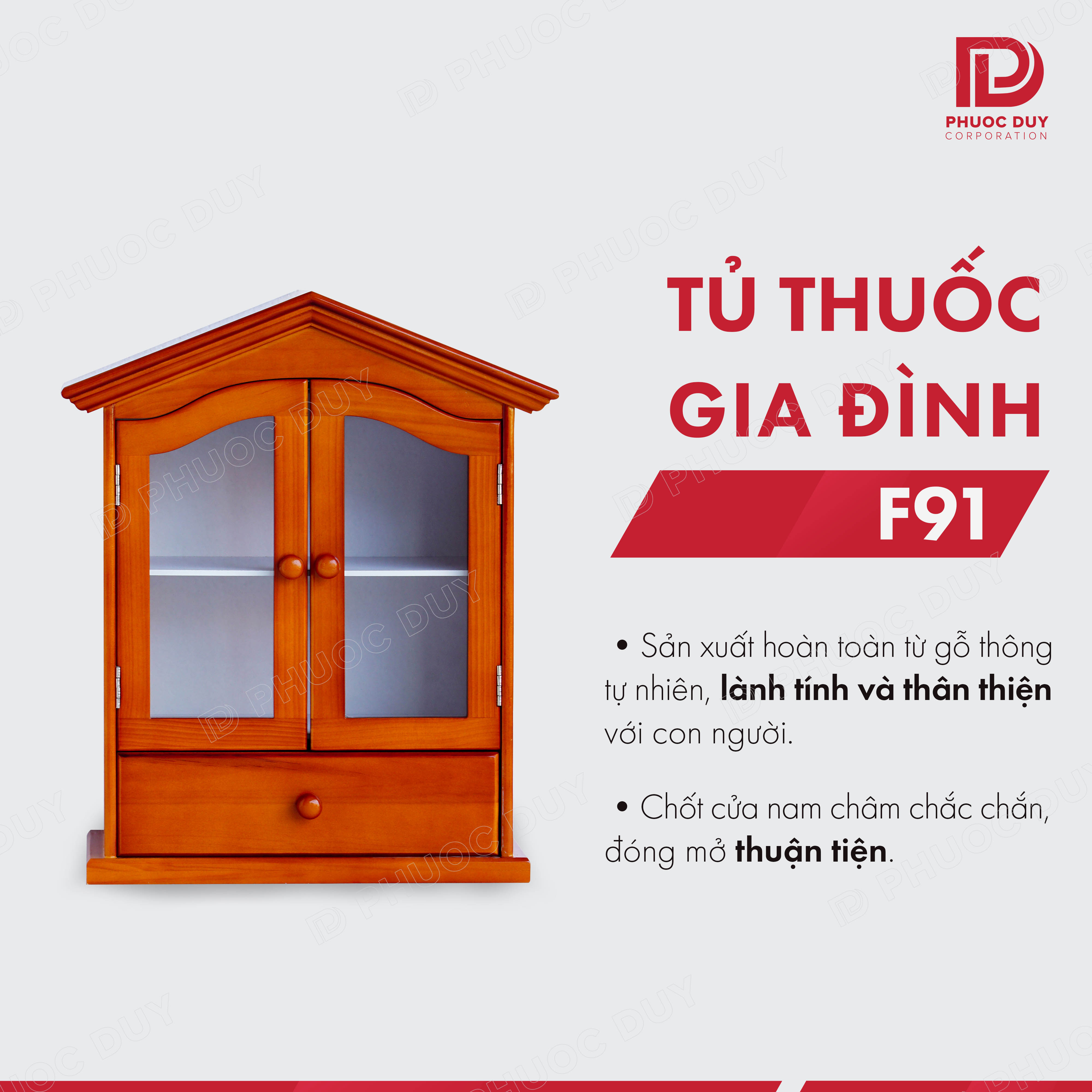 Tủ thuốc - Tủ y tế gia đình gỗ tự nhiên F97