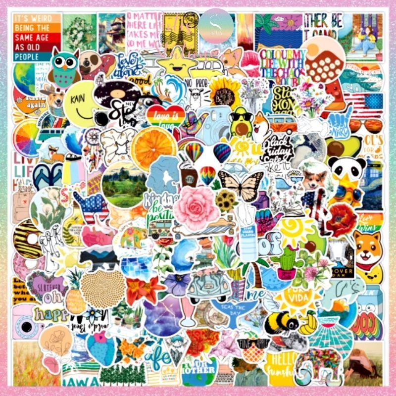Set 200 STICKER cỡ lớn, nhãn dán cán màng PVC không thấm nước, dán được nhiều lần SK030