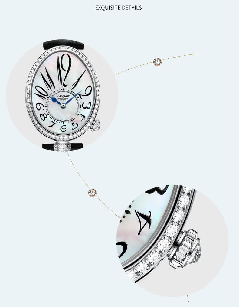 Đồng hồ nữ chính hãng KASSAW K825-1 Fullbox, Kính sapphire ,chống xước,chống nước,dây da xịn, Đồng hồ cơ (Automatic),Mới 100%,Bảo hành 24 tháng