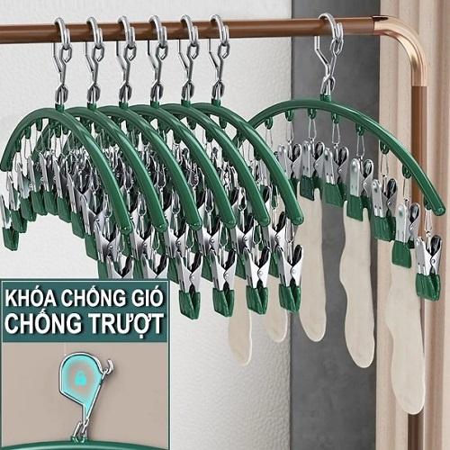 Móc Treo Đồ Lót Quần Áo, Bộ 10 Móc Kẹp Vớ Chống Trượt Có Móc Khóa Chống Trượt Siêu Tiện Ghim Đ