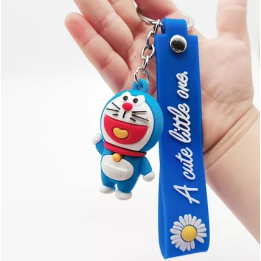 Móc Khóa chú Mèo Máy Doraemon màu xanh với phao màu hồng họat hình Anime dễ thương loại nhỏ