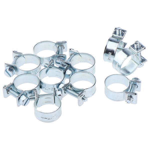 2x 10Pcs Mini Fuel Injection Style Hose Clamp Adjustable Hose Clip Assortment