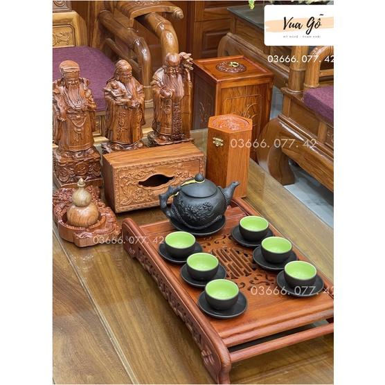 Khay Bàn Trà Cuốn Thư Gỗ Hương - Ý Nghĩa Vạn Thọ Vô Cương