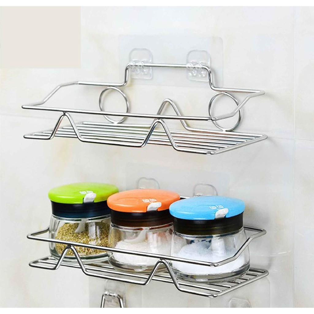 Kệ nhà tắm,kệ đựng mỹ phẩm đa năng INOX CHỮ NHẬT dán tường siêu chắc MÃ Inox N