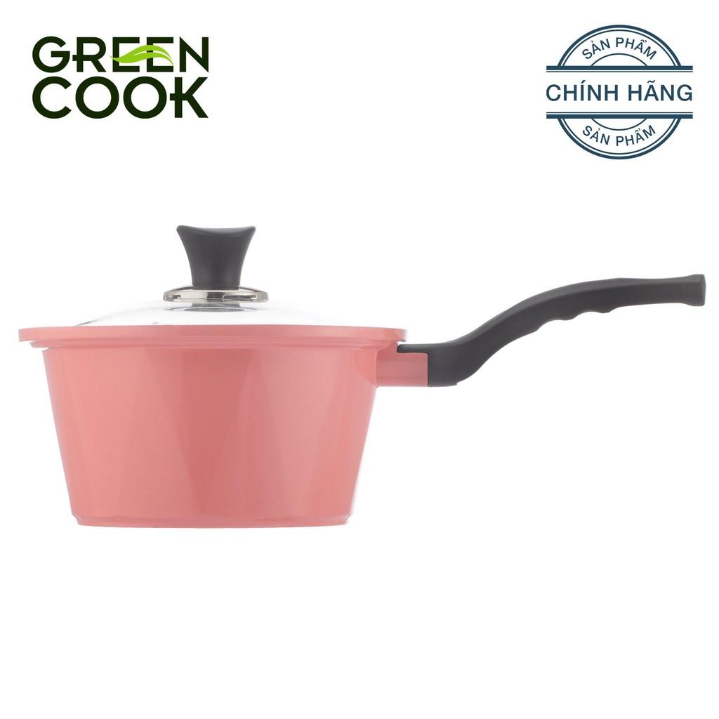 Nồi nấu bột chống dính đáy từ đúc ceramic vân đá 18cm Green Cook - Nồi quánh chống dính chất liệu cao cấp