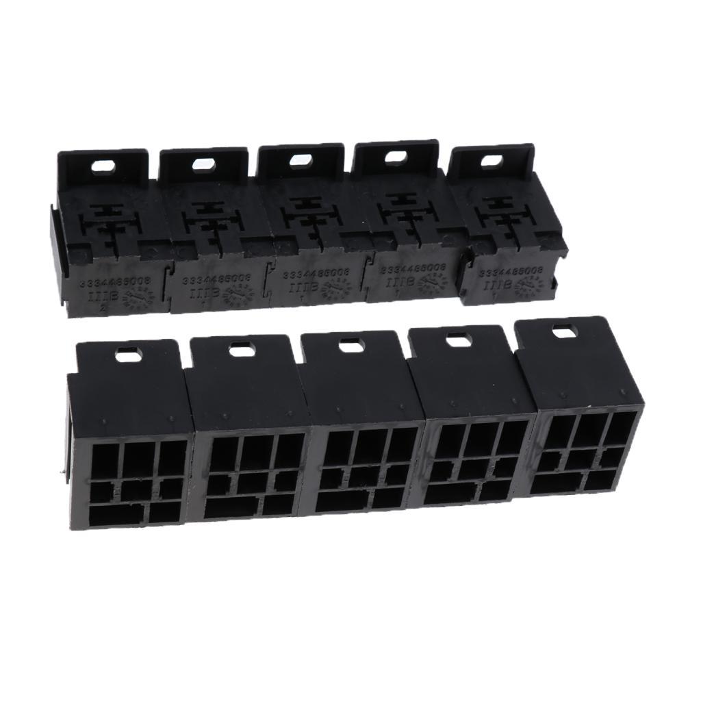20 Pieces Automotive 5 Pin Relay Socket Holders With 6.3mm Copper Terminals