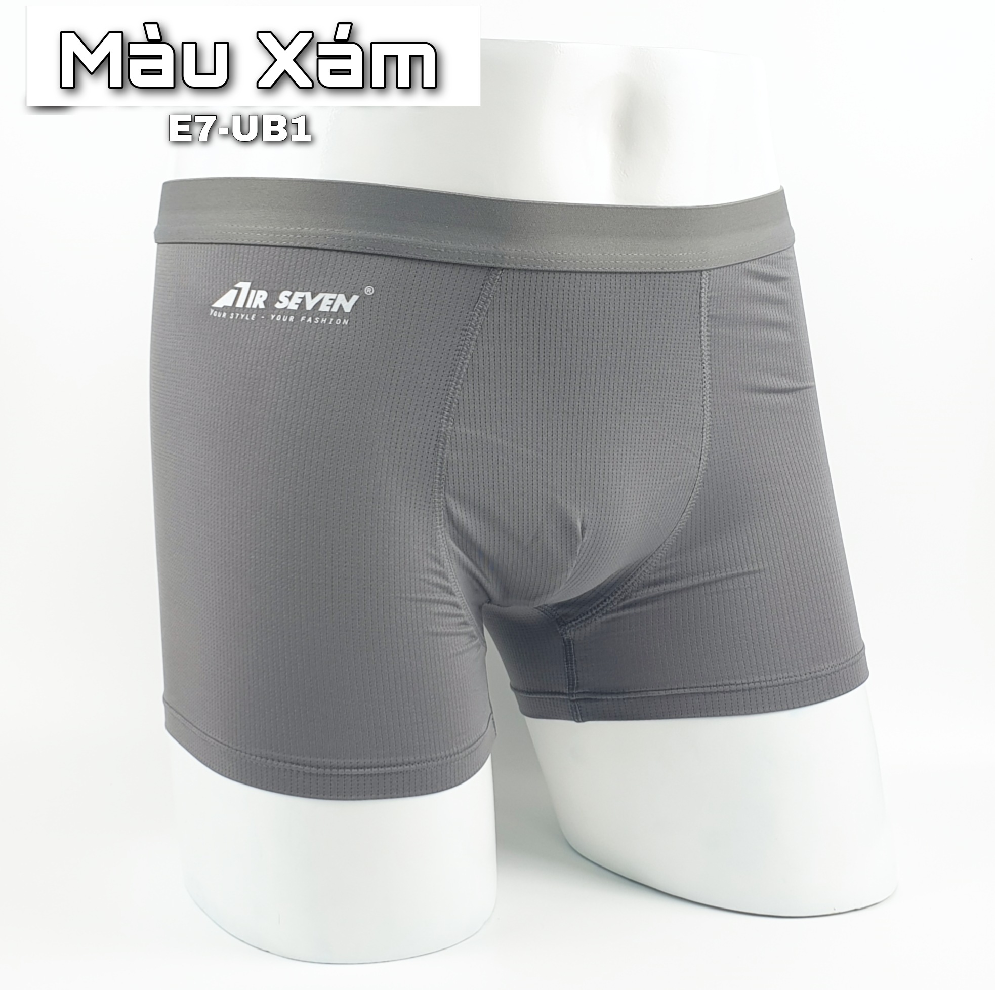 Quần lót nam Boxer thun co giãn 4 chiều, lưng thun nhỏ, công nghệ thoáng khí - màu Xám