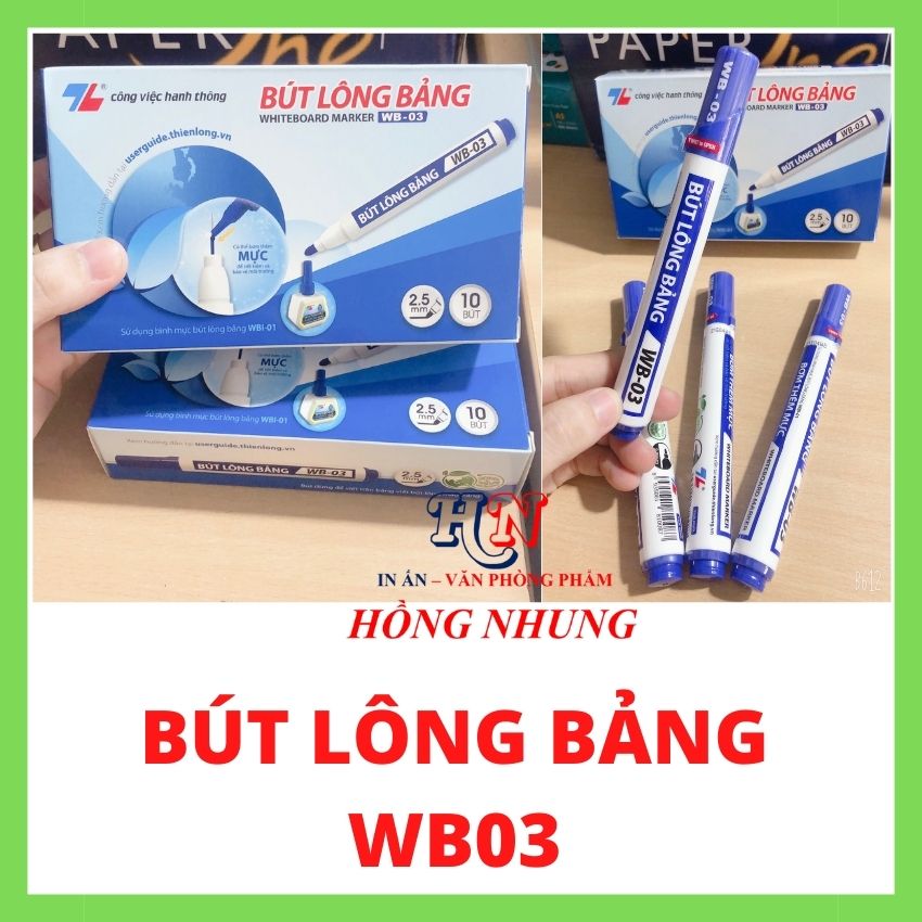 [SÉT] COMBO Hộp 10 Cây Bút Lông Viết Bảng Trắng WB-03, Mực ra đều, dễ lau chùi.